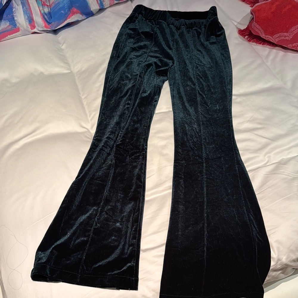 Dark green Velvet Flare Pants